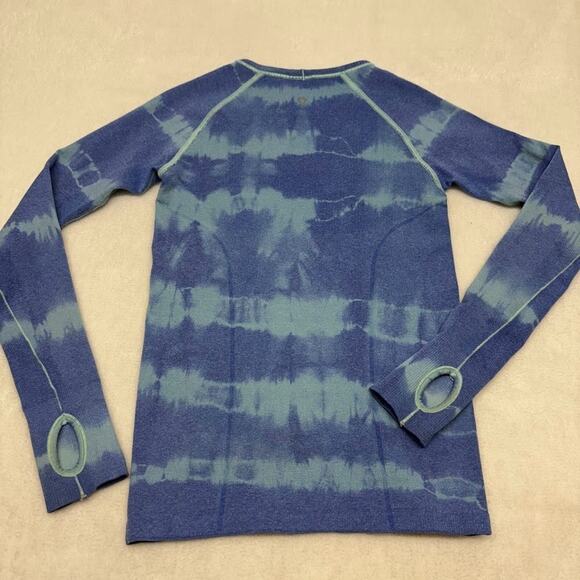 Ivivva Blue Tie Dye Stripe Swiftly Fly Tech Long Sleeve Top Girls Size 10 - Picture 8 of 9